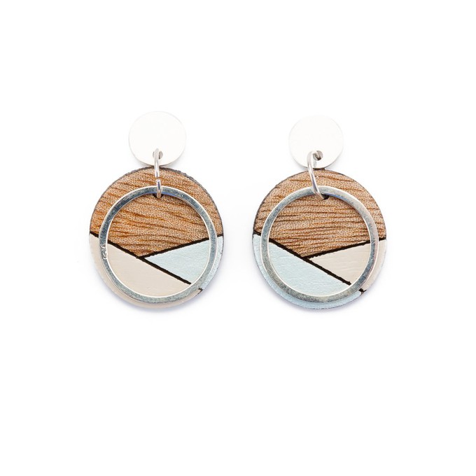 Conture Recycled Wood Silver Earrings (6 colours available) from Paguro Upcycle