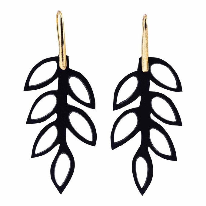Project Cece  Evergreen Leaf Recycled Rubber Earrings