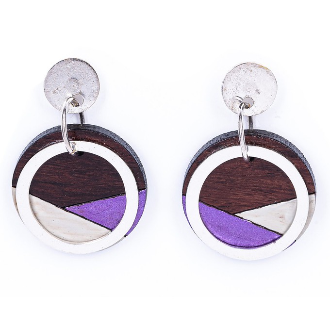 Conture Recycled Wood Silver Earrings (6 colours available) from Paguro Upcycle