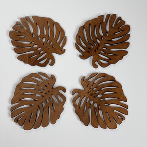 Monstera Upcycled Teak Wood Coasters - Set of 2 or 4 from Paguro Upcycle