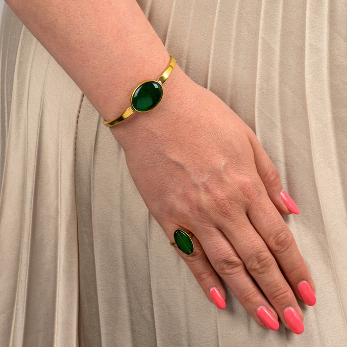 Tena Recycled Brass & Glass Adjustable Ring from Paguro Upcycle