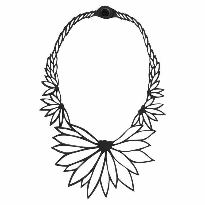 Lotus Recycled Rubber Statement Necklace from Paguro Upcycle