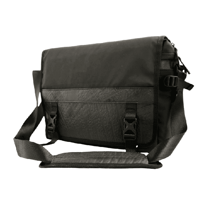 Nomad Voyager Recycled Rubber & Army Canvas Vegan Messenger Bag from Paguro Upcycle