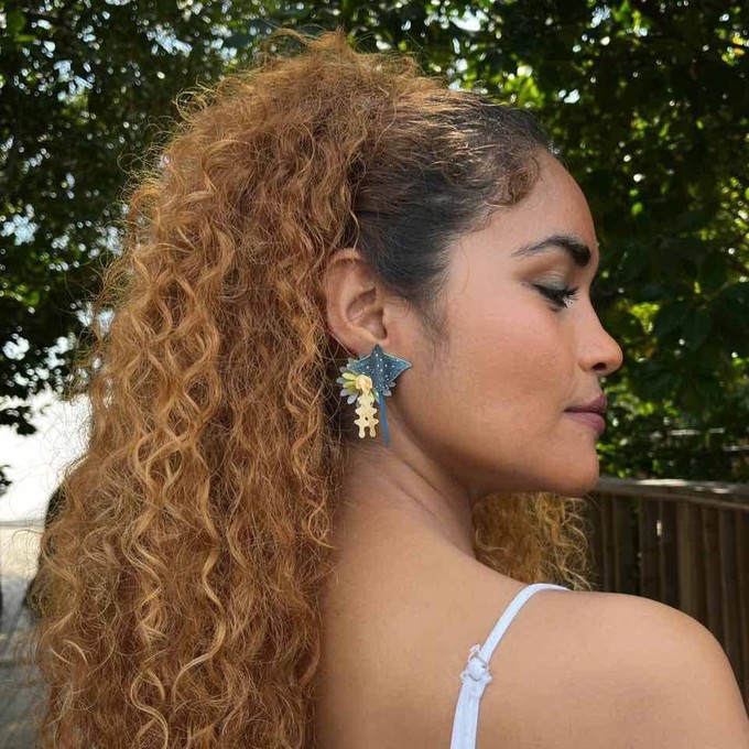 Mantra Ray Statement Earrings – Handcrafted Sustainable Totumo Jewellery from Paguro Upcycle