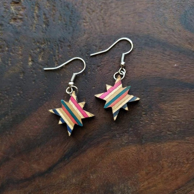 Sirius Star Recycled Skateboard Earrings from Paguro Upcycle