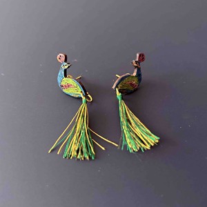 Peacock Tassel Calabash (Totumo) Earrings from Paguro Upcycle