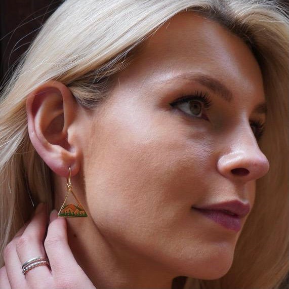 Hill Eco-friendly Recycled Wood Gold Earrings from Paguro Upcycle