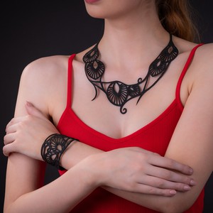 Leaf Art Nouveau Inner Tube Bracelet from Paguro Upcycle