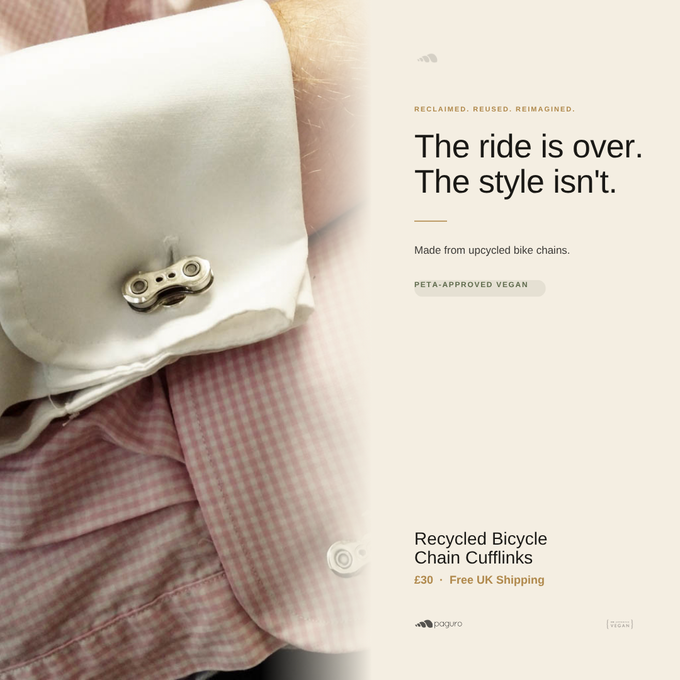 Recycled Bicycle Chain Cufflinks | Eco Gift for Cyclists & Bikers from Paguro Upcycle