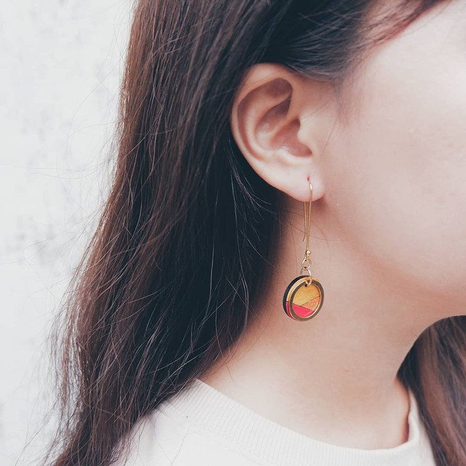 Conture Recycled Wood Gold Dangle Earrings (4 Colours available) from Paguro Upcycle