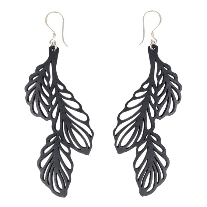 Trifolia Upcycled Rubber Statement Leaf Earrings from Paguro Upcycle