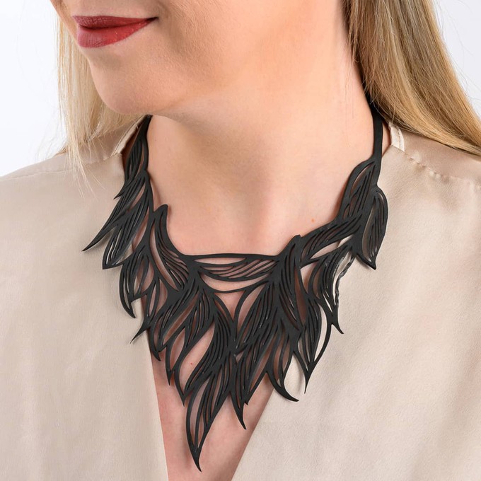 Sula Vine Statement Recycled Rubber Necklace from Paguro Upcycle