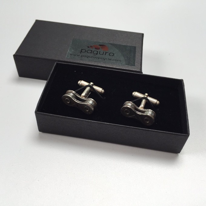 Recycled Bicycle Chain Cufflinks (3 Colours Available) from Paguro Upcycle