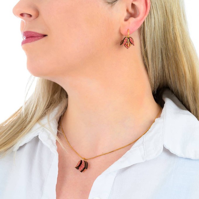 Bougainvillea Reclaimed Wood Earrings from Paguro Upcycle