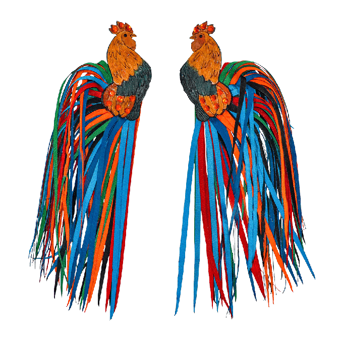 Rooster Totumo Earrings – Handcrafted Statement Jewellery from Paguro Upcycle
