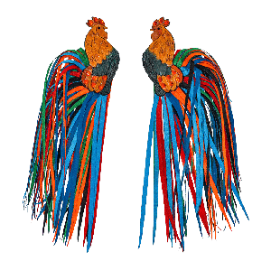 Rooster Totumo Earrings – Handcrafted Statement Jewellery from Paguro Upcycle
