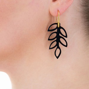 Evergreen Leaf Recycled Rubber Earrings from Paguro Upcycle