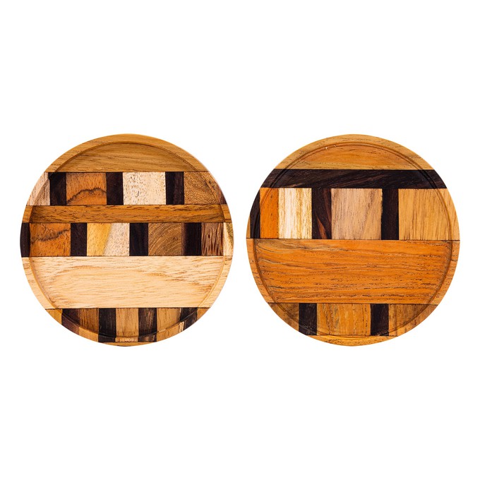 Round Olive Wood Coasters 4 Pack