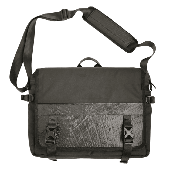 Nomad Voyager Recycled Rubber & Army Canvas Vegan Messenger Bag from Paguro Upcycle