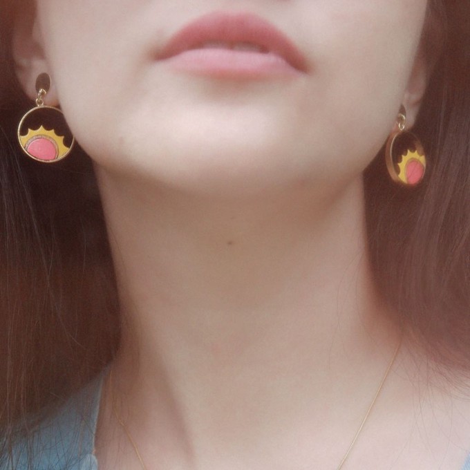 Sunshine Eco-friendly Recycled Wood Gold Earrings from Paguro Upcycle