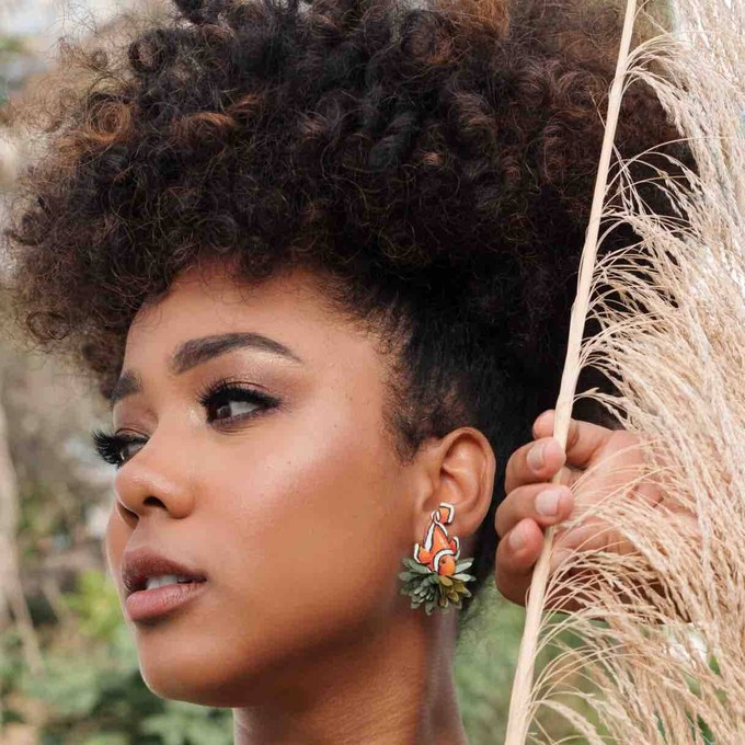 Clown Fish Statement Earrings – Handcrafted Sustainable Totumo Jewellery from Paguro Upcycle