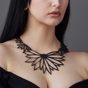 Lotus Recycled Rubber Statement Necklace from Paguro Upcycle