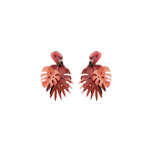 Flamingo Hand Carved Statement Totumo Earrings from Paguro Upcycle