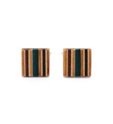 Multicolour Recycled Skateboard Square Cufflinks via Paguro Upcycle