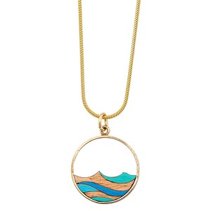 Ocean Recycled Wood Gold Necklace from Paguro Upcycle