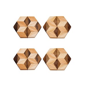 Handmade Hexagon Wooden Coasters (Set of 2 or 4) from Paguro Upcycle