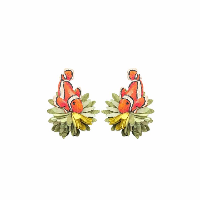 Clown Fish Statement Earrings – Handcrafted Sustainable Totumo Jewellery from Paguro Upcycle