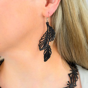 Trifolia Upcycled Rubber Statement Leaf Earrings from Paguro Upcycle