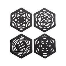 Hexagon Handcrafted Recycled Rubber Coaster - A set of 2 or 4 from Paguro Upcycle
