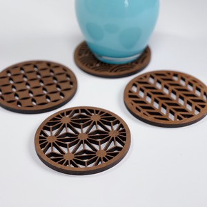 Japanese Patterns Upcycled Teak Wood Coasters - Individual / Set of 4 from Paguro Upcycle