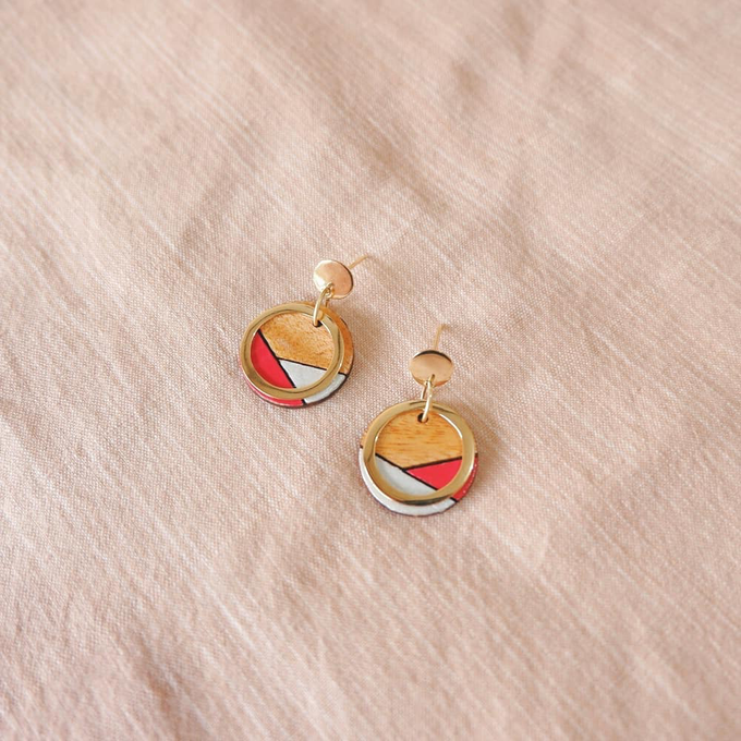 Conture Recycled Wood Gold Plated Earrings (4 Colours Available) from Paguro Upcycle