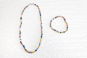 Maasai jewelry set - pearl necklace with matching earrings "Saba Long" - single item from PEARLS OF AFRICA