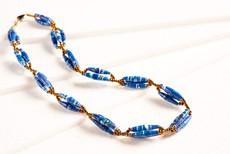 Short necklace with elongated paper beads in bundles "Senta" via PEARLS OF AFRICA