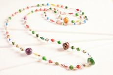 Hippie necklace with paper beads "Katogo Africa" via PEARLS OF AFRICA