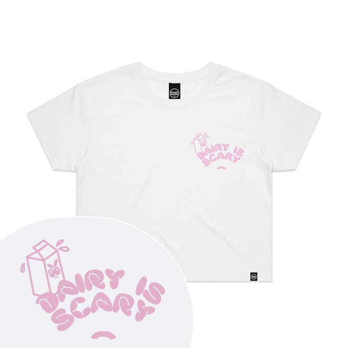 Dairy Is Scary - White Crop Top from Plant Faced Clothing