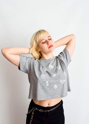 Equal Beings - Marle Grey Crop Tee from Plant Faced Clothing