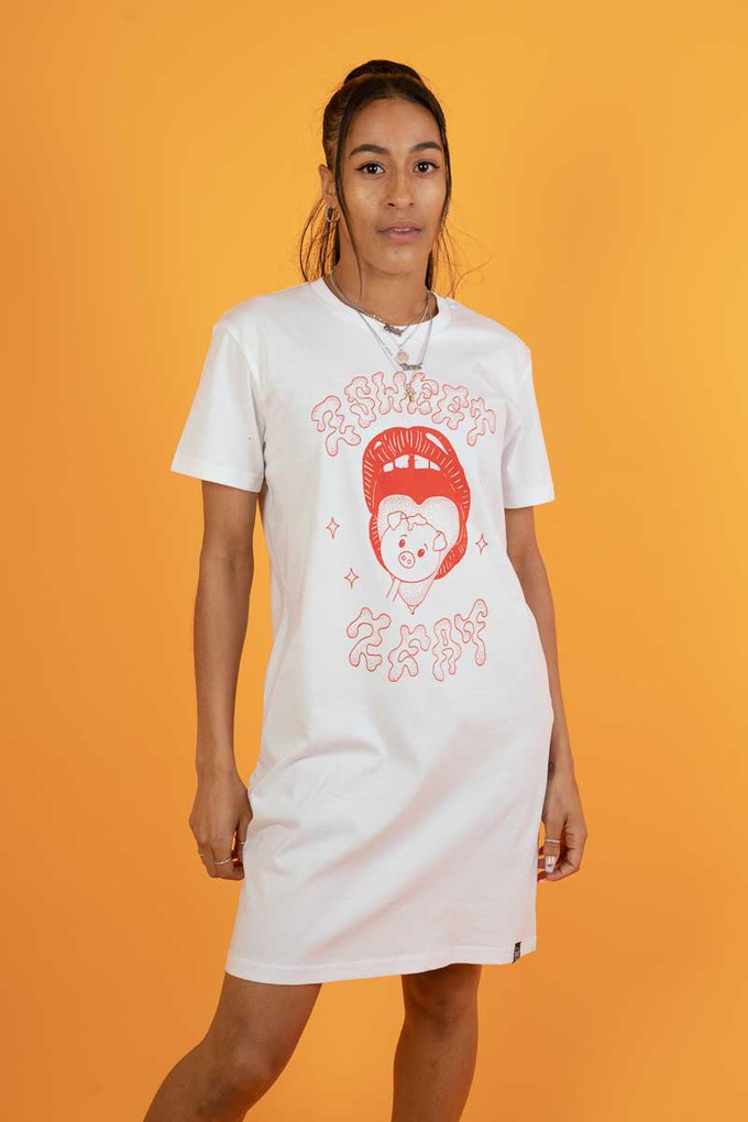 2 Sweet 2 Eat - White T-Shirt Dress from Plant Faced Clothing