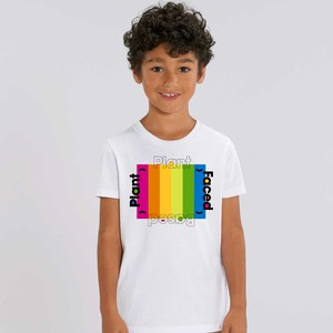 Plant Based Rainbow - White - Kids Tee from Plant Faced Clothing