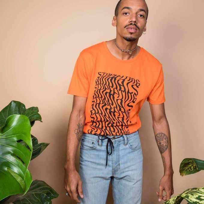 Illusions Tee - Stop Eating Animals - Alarm Orange from Plant Faced Clothing