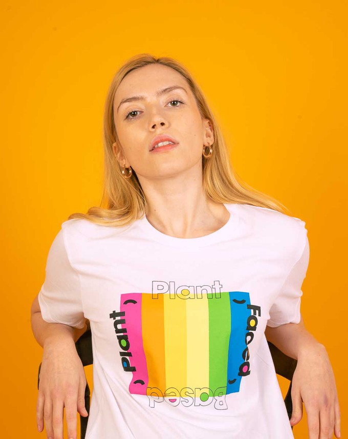 Plant Based Rainbow Tee - White from Plant Faced Clothing