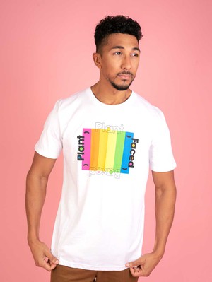Plant Based Rainbow Tee - White from Plant Faced Clothing