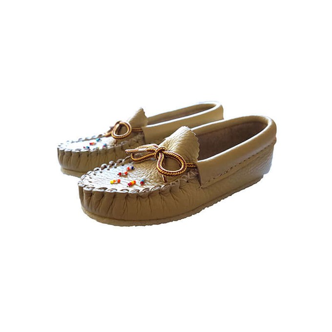 Girls Leather Moccasins - Hiawatha Traditional Native Shoes from Quetzal Artisan