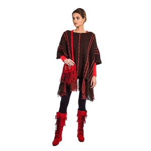 Poncho Chocolate Brown - Wool Pullover Poncho Stylish & Warm from Quetzal Artisan