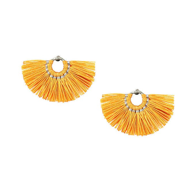 Mustard Fan Earrings - Handmade Fairtrade Boho Jewelry from Quetzal Artisan