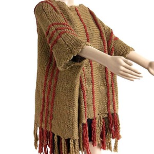 Poncho Ochre Coral - Women Pullover Poncho Stylish and Warm from Quetzal Artisan