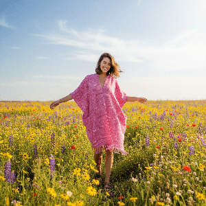 Pink Summer Poncho - Eco-friendly Fairtrade Cotton Tunic from Quetzal Artisan